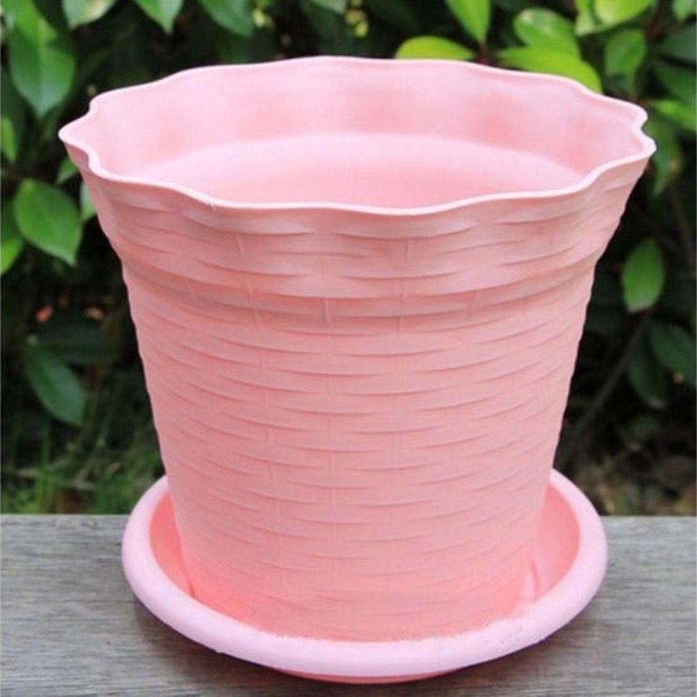 5 pink 19cm Diameter Plastic Flower Pot